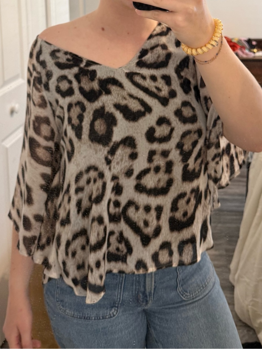 INC International Concepts Leopard Print Dolman Top in Beige and Brown